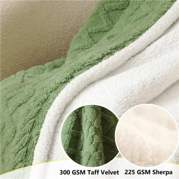 Soft Sherpa Fleece Throw Blanket Plush Cozy Warm Reversible Couch Bed Green 30x4 - Picture 4 of 7